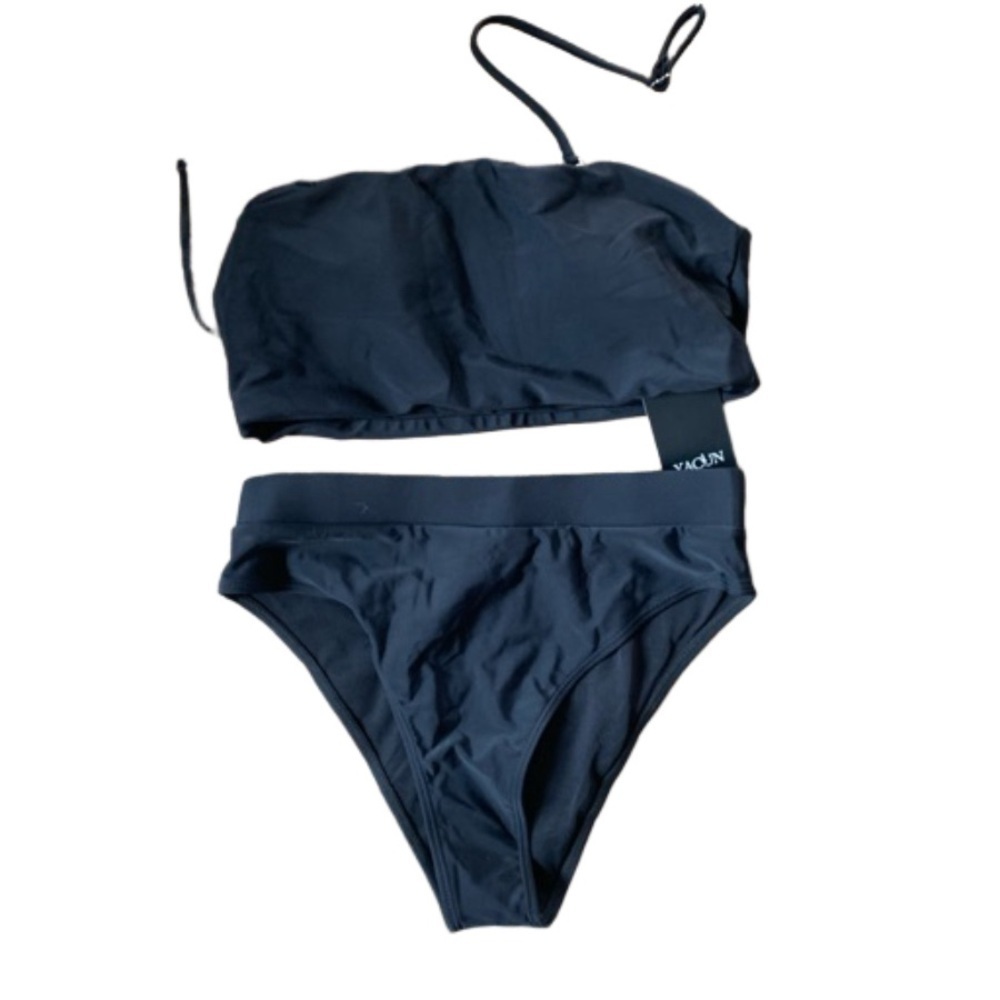 YACUN Women's High Waisted Bikini Swimsuit Two Piece Strapless Bandeau Size M - Picture 4 of 9